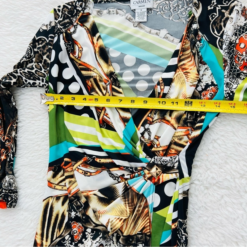 Carmen Marc Valvo Multicolor Long Sleeves Dress Size Small - Picture 14 of 16
